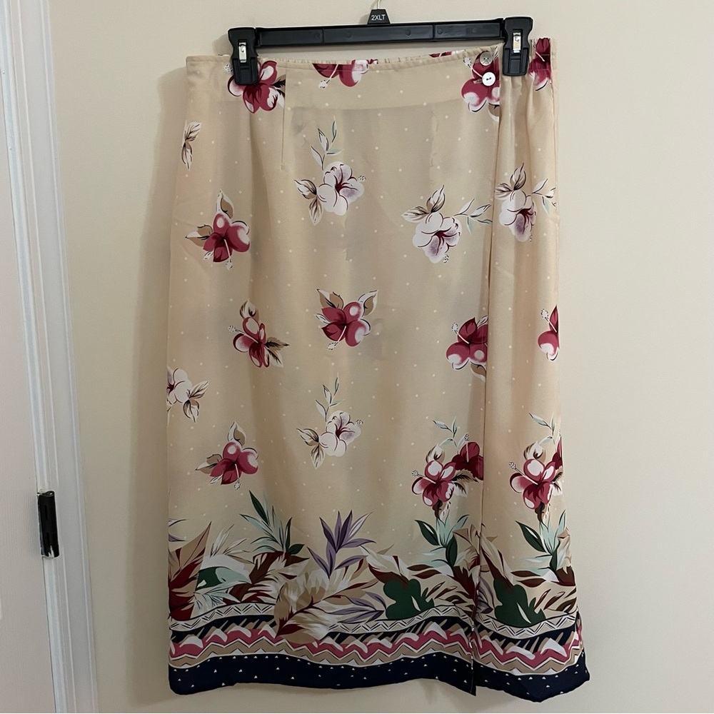BICE Women’s Beige Floral Wrap Maxi Skirt Size 18W